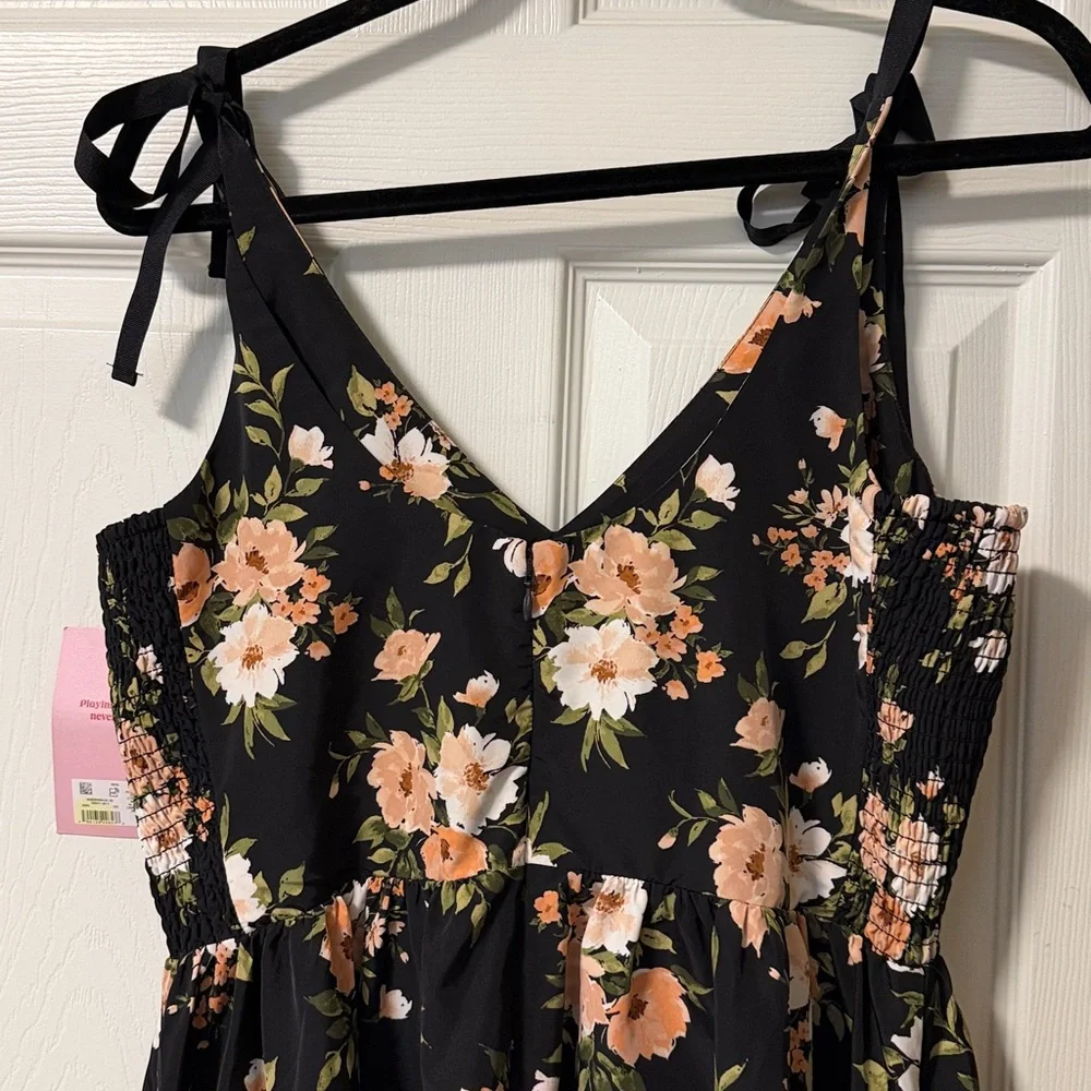 NWT Women’s Old Navy The Occasion Fit & Flare Taffetta Mini Dress L peach floral - Picture 6 of 6